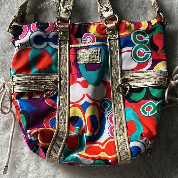 Coach F21361 Poppy Signature C Spotlight Glam Multicolor Shoulder Bag Tote - Picture 4 of 17